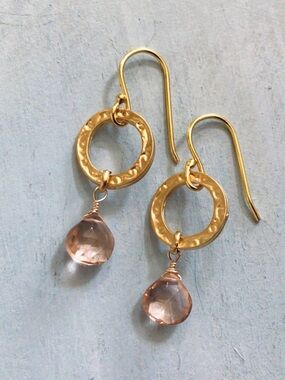 Morganite 18k real gold plated Sundance charm Earrings